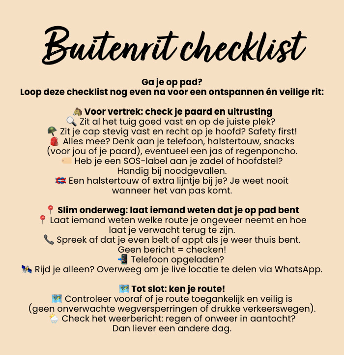 Buitenrijden checklist
